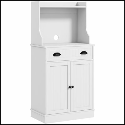 Armoire à micro-ondes polyvalente avec rangement, portes doubles, tablettes réglables et trou de câble pour la cuisine et la salle à manger