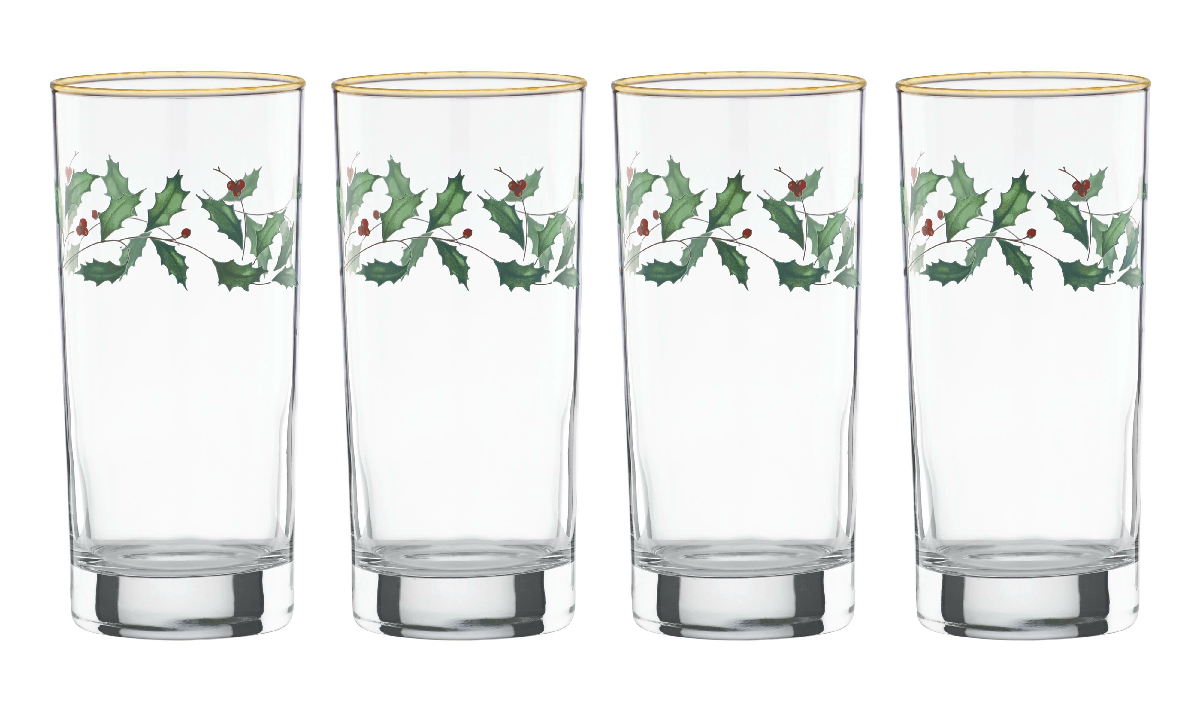 Lenox Holiday Holly 4-Piece Balloon Wine Glass Set