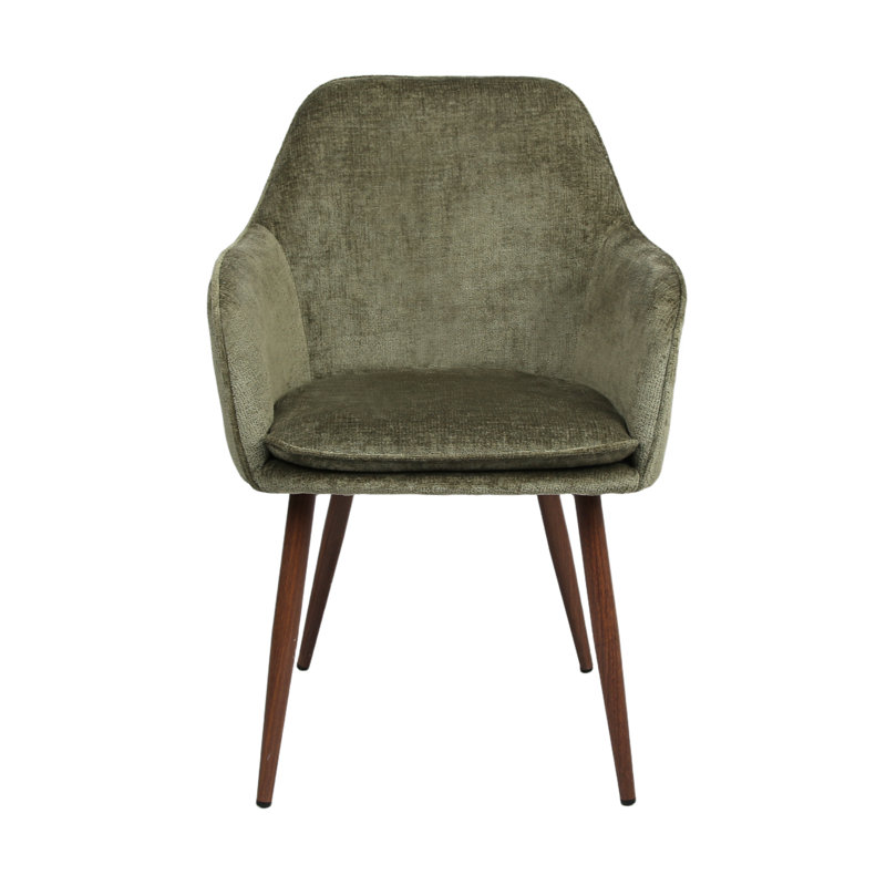 Velvet Armchair, Green, Walnut