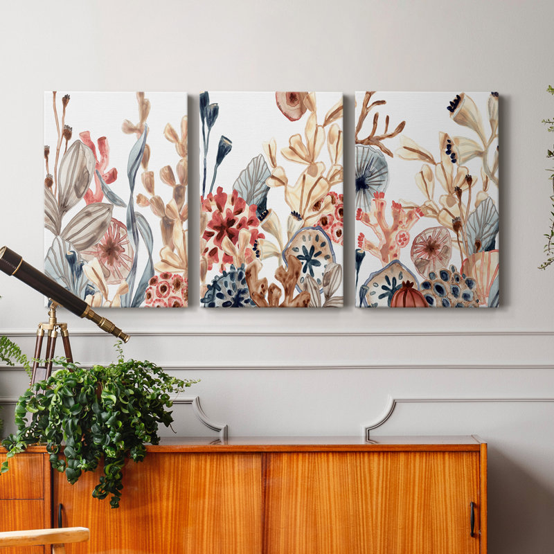 Ocean Chorus II - ensemble de 3 peintures sur toile tendue, H 12 po x l 24 po x P 1 po