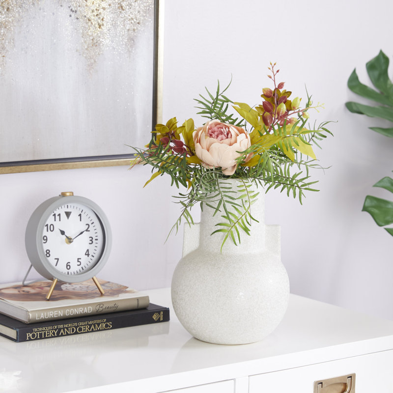 Vase moderne en céramique blanche 8 po x 11 po Cosmoliving By Cosmopolitan