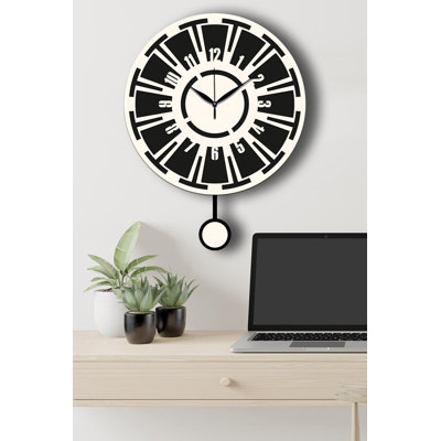 Elegant Decorative Wall Clock, Cream and Black, 15.4 x 19.7 inches | 100% MDF Construction, Thickness: 0.1 inches | Stylish Home Décor for Living Room, Bedroom & Office, Modern Design with Timeless Appeal