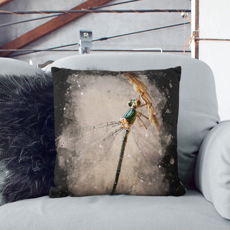 Dragonfly Vol.4 Paint Splash Square Throw Cushion, 55cm H x 55cm W x 20cm D, Black