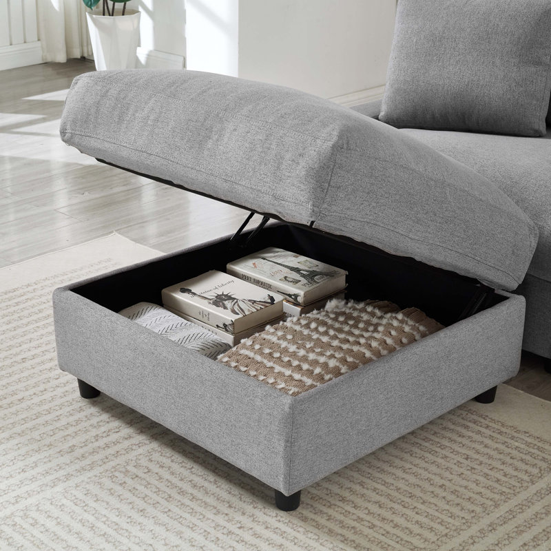 Canapé modulaire de L 103,54 po, 4 canapés modulaires en L en polyester pour le salon, 3 canapés en nuage avec repose-pieds, moderne, petit espace, facile à assembler