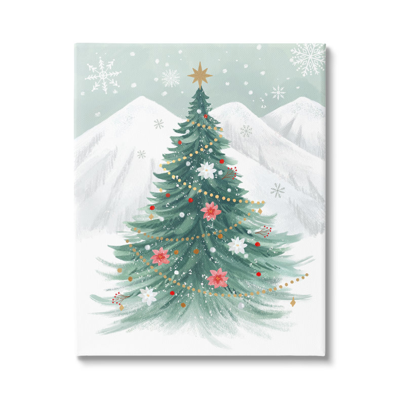 «Subtle Christmas Tree In Snow On Canvas» par Sharon Lee, reproduction, H 48 po x l 36 po x P 1,5 po