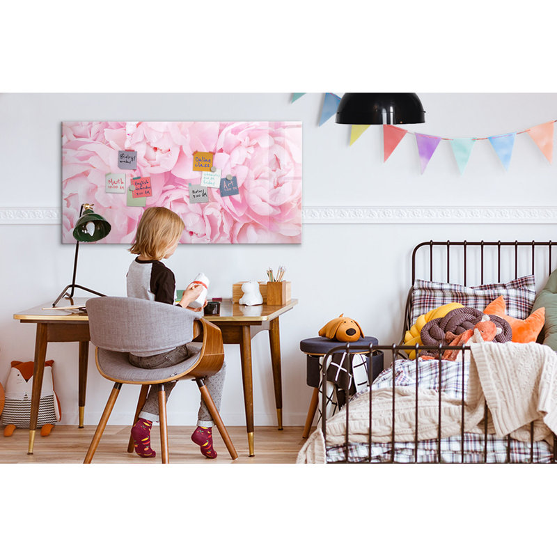 Magnetic Memo Board Whiteboard - 120 x 60 cm - With Marker and Magnets - Flowering flowers