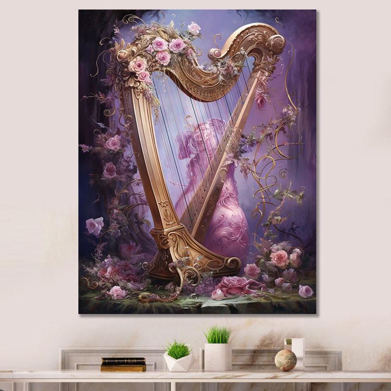 «Lyre Lore Mythical Mauve II», reproduction sur toile, H 44 po x l 34 po x P 1,5 po, Toile tendue