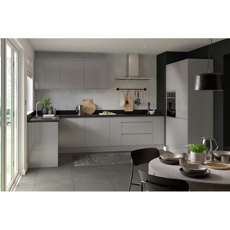 KitchenKit Flatpack J Pull Gloss 715X446 Appliance Door (Slimline), Dust Grey