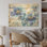 «Blue» and Gold Ororned Violets - Violets, panneau mural en bois sur bois de pin naturel