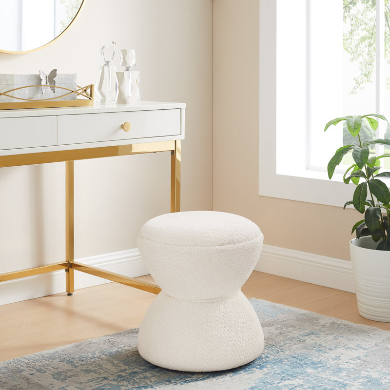 Kalli Upholstered Pouf, White