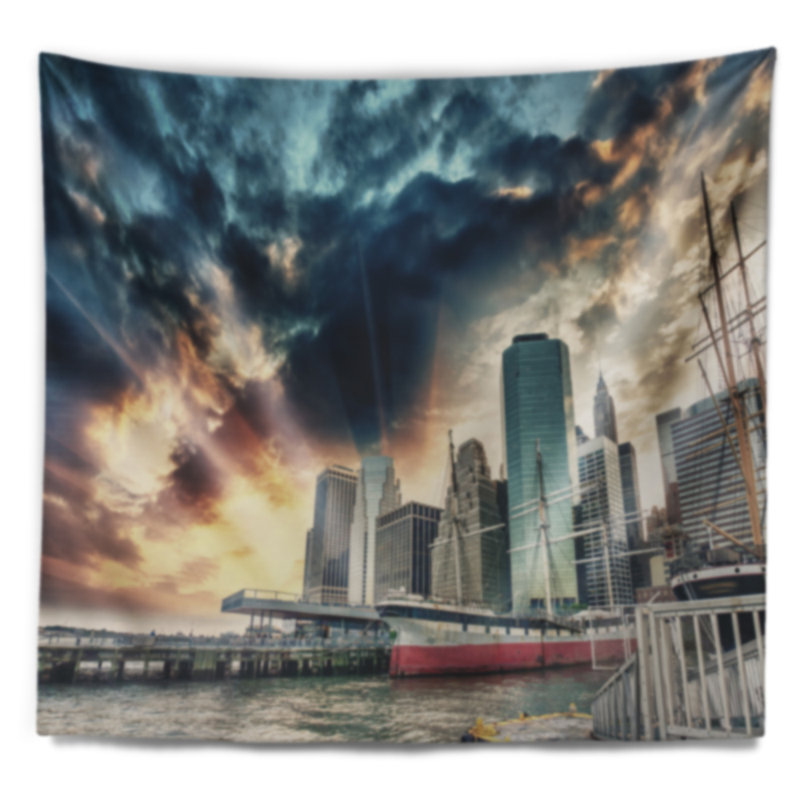 Tapisserie paysage urbain de Manhattan, H 32 po x l 39 po