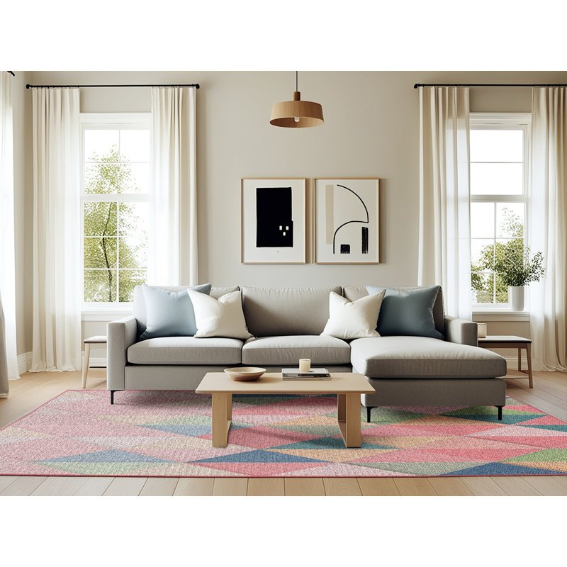 Geometric Indoor Rug, Rectangle 6' x 9'