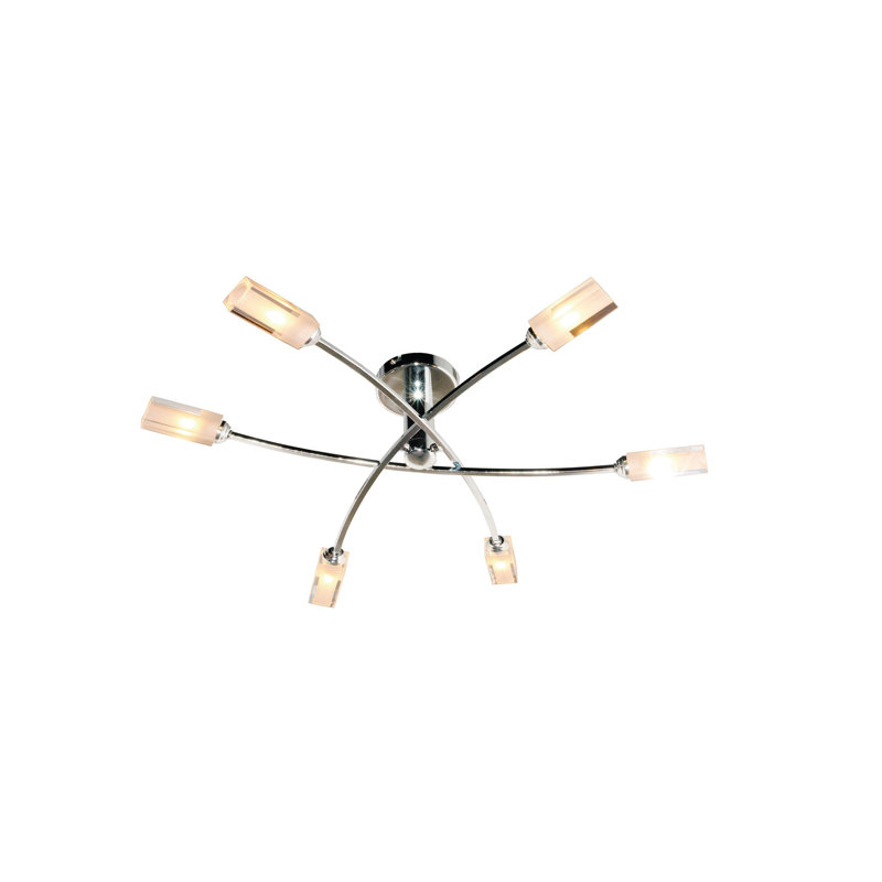 Icarus Glass Semi Flush Mount, Polished Chrome