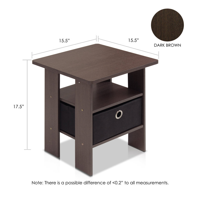 Gigi Nightstand With Bin Drawer, Dark Brown, Set of 2