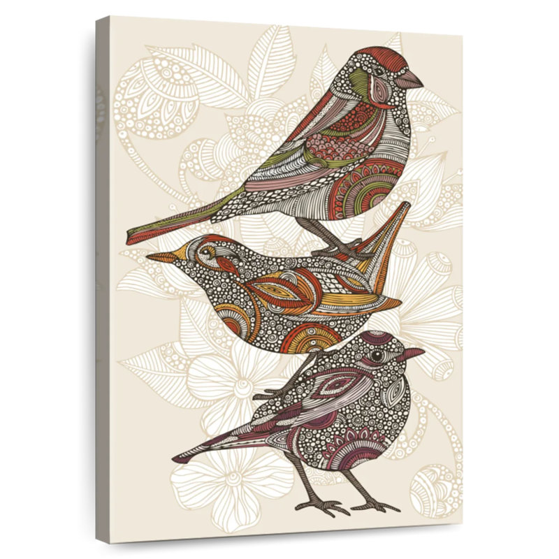 Trois petits oiseaux en ronce, H 51 po x l 34 po