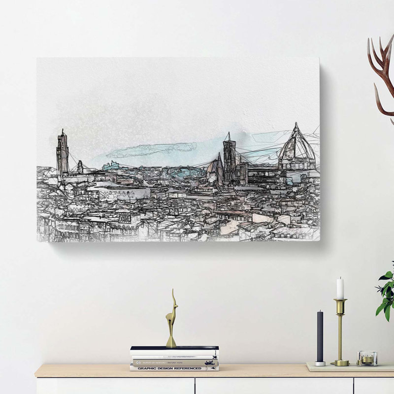Florence Cathedral & Skyline in Italy in Abstract - Wrapped Canvas Graphic Art Print, 40cm H x 60cm W x 3cm D