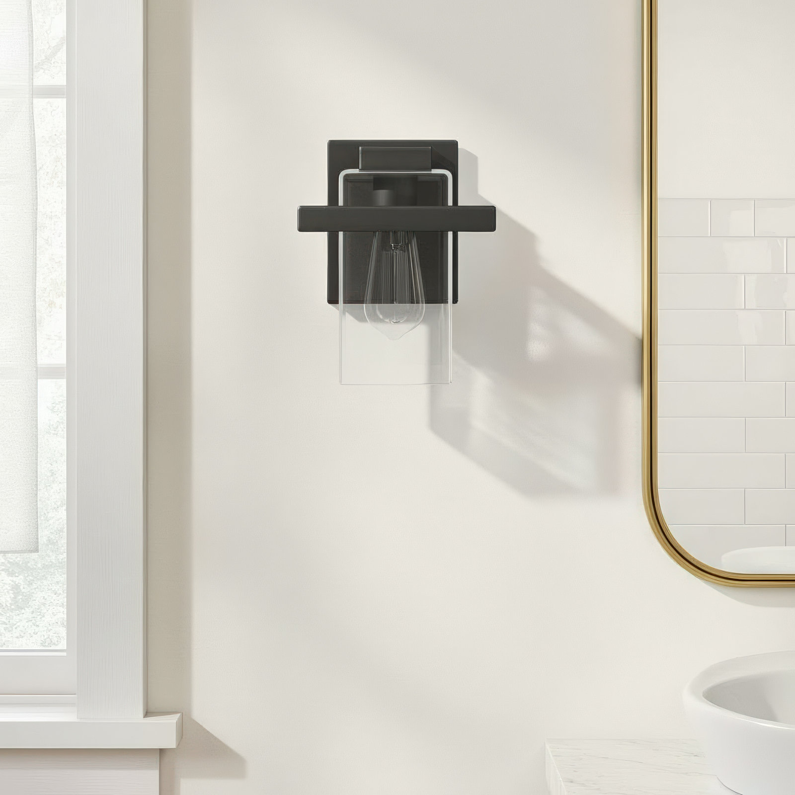 Aya Single Transparent Dimmable Bath Sconce