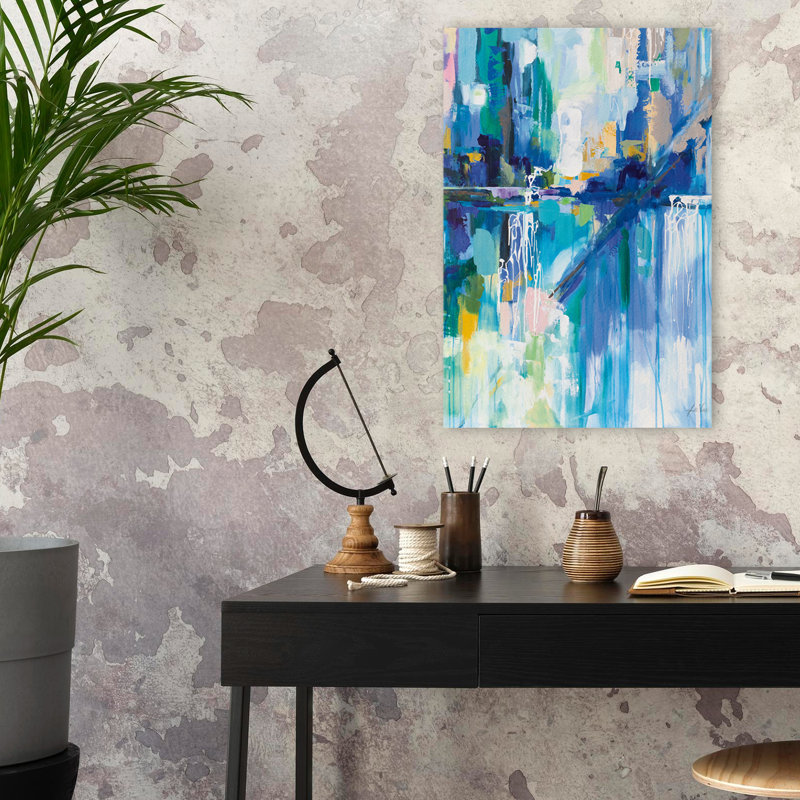 Art abstrait et noir sur verre, H 24 po x l 16 po