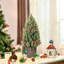 Arbre de Noël artificiel de 18 po de haut miniature enneigé et enneigé, décoration de Noël avec pommes de pin et baies