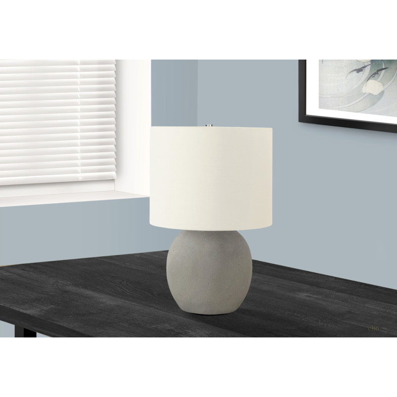 Lighting, H 20 po, lampe de table, béton gris, abat-jour, contemporain