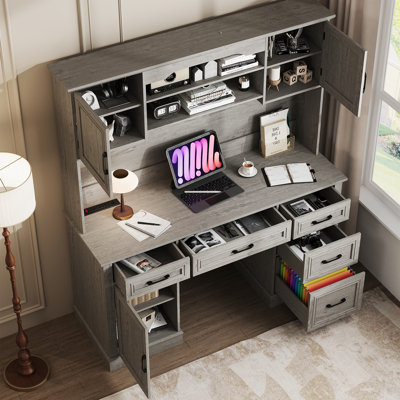 67"H Farmhouse Executive Desk with Hutch