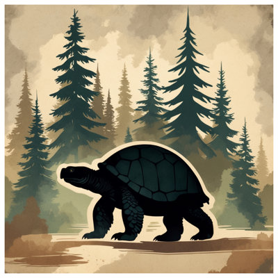 Tortoise In Forest Landscape Canvas Gallery Wrap in Many Sizes