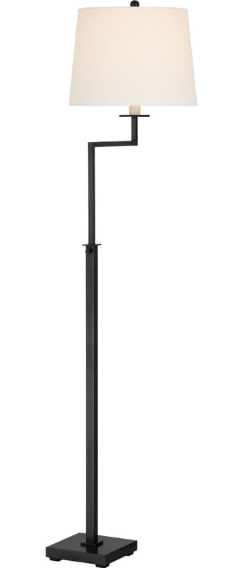 Greer Adjustable Bridge Floor Lamp with Linen Shade, Bronze