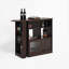 Armoires | Armoire de bar moderne à hauteur de comptoir rotative, 6 espaces de rangement, 2 portes en verre nervuré, brun noyer, pour le salon | Panneau de particules | Cuisine