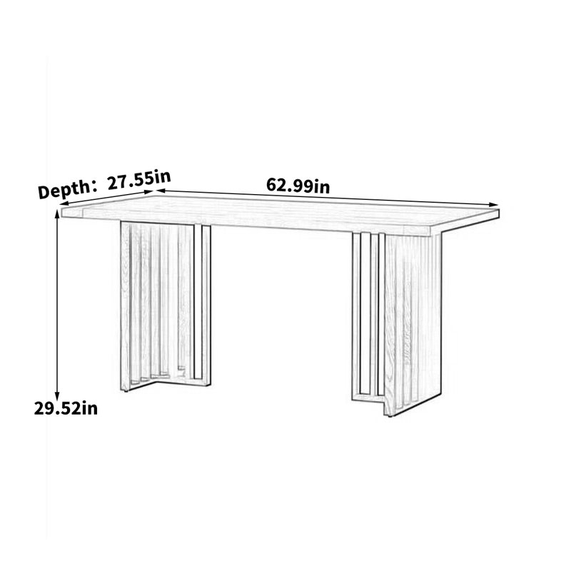 Naol Ash Solid Wood Dining Table, 29.52"H x 62.99"L x 27.55"W
