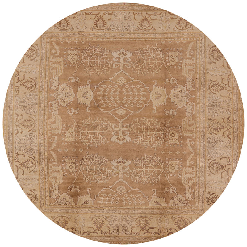 Tapis brun à motif oriental, Rond 6 pi