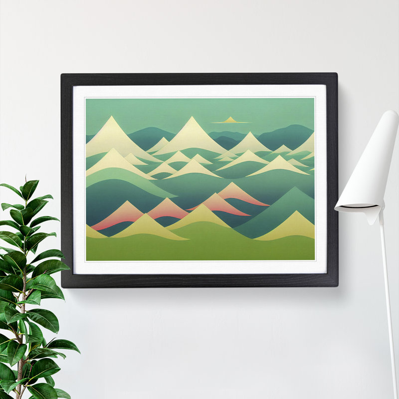 Alluring Abstract Mountains - Single Picture Frame Print, 25cm H x 34cm W x 2cm D, Black
