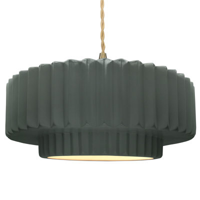 Gela 1 - Light Drum Pendant - Beige Twist Cord