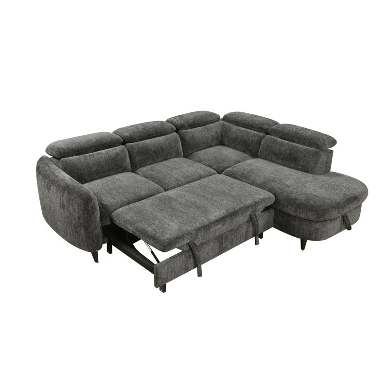Canapé modulaire moderne avec rangement gris foncé et peu encombrant