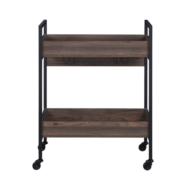 Rectangular Serving Cart With 2 Tier Shelf