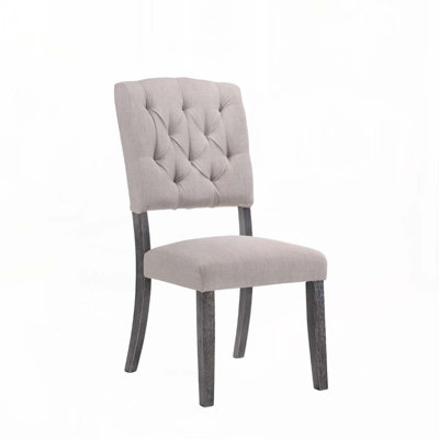 Linen Upholstered Dining Chair Set with Tufted Backrest,4Legs