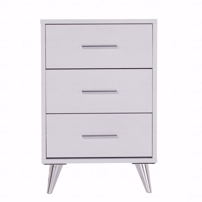 Midcentury Modern Storage Nightstand, White