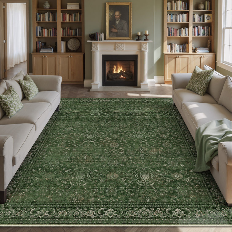 Ainez Tranditional Oriental Machine Washable Area Rugs With Non-Slip Backing