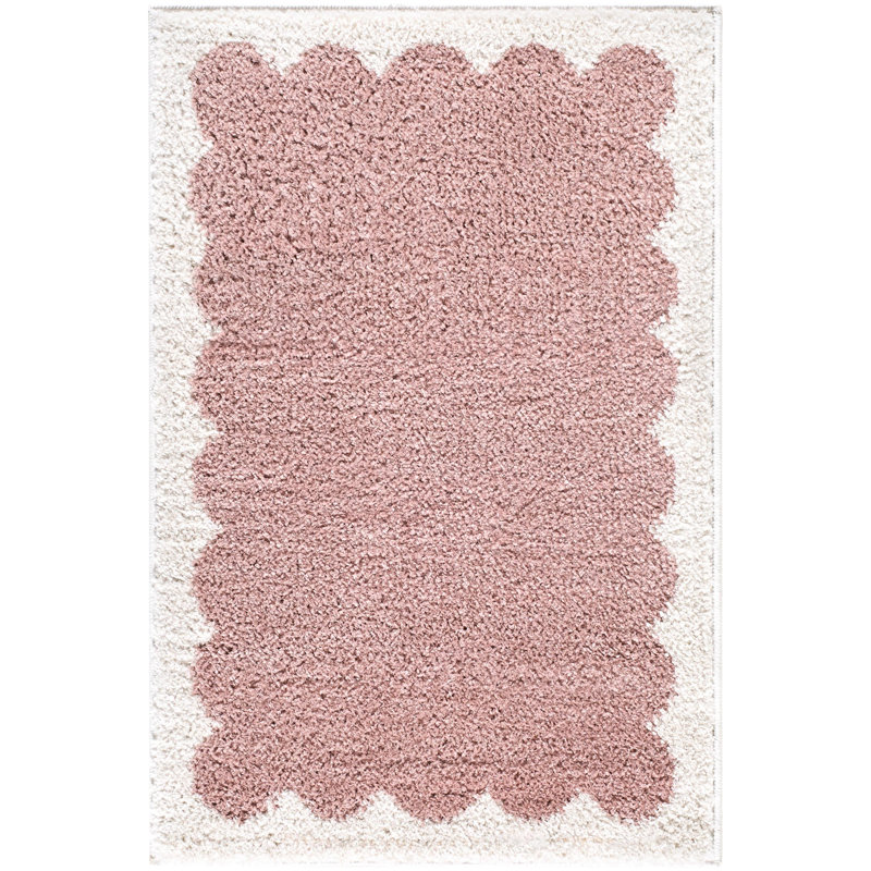 Catrin Machine Woven Rug, Rectangle 2' x 2'11", Ivory/Pink