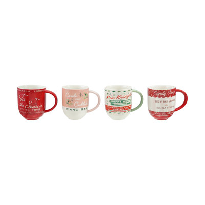 Tasse en grès avec bar et image des fêtes