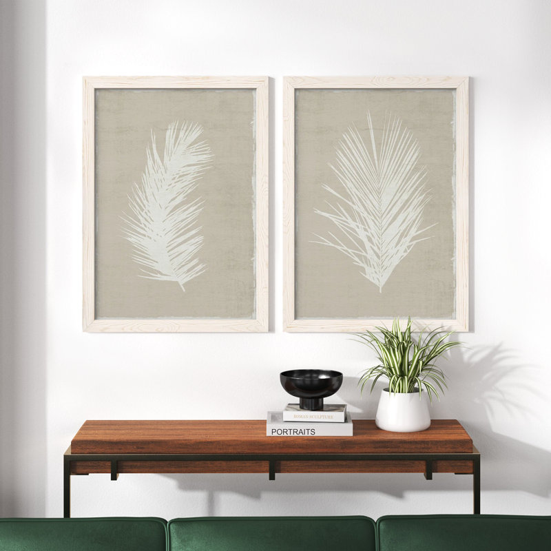 Palm Oasis I - Toile encadrée de qualité supérieure, H 36,5 po x l 53 po, Blanc