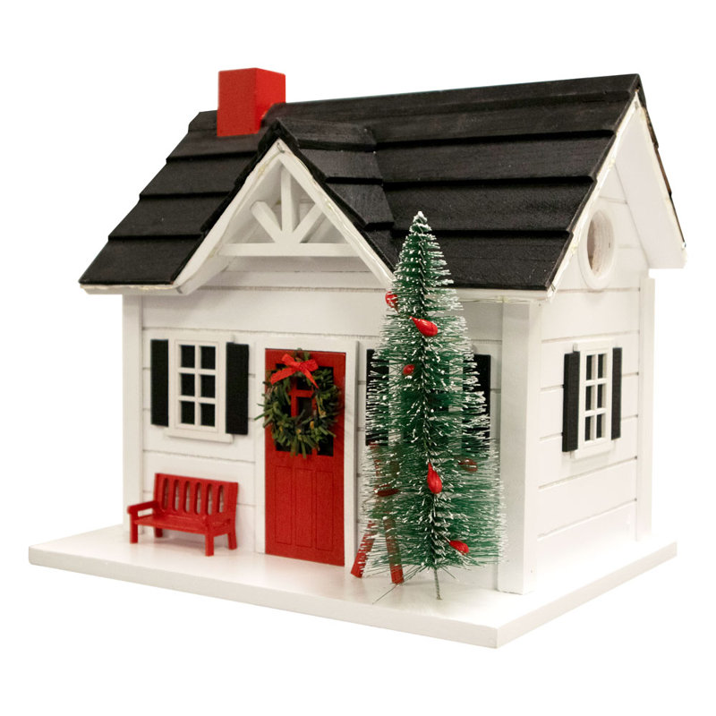 Holiday Offerings Ski House w/LED Lights 10 H x 10 W x 8 D Birdhouse