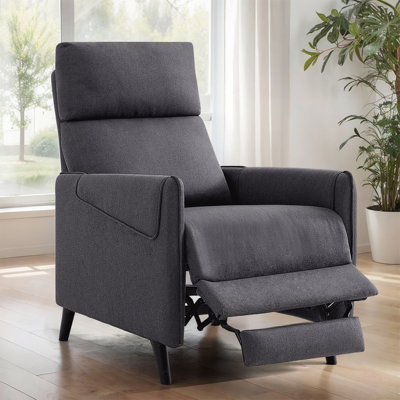 Fauteuil inclinable rembourré de 26 po de largeur avec siège inclinable rembourré en tissu doux au toucher doux et dossier épais, fauteuil à pression manuelle pour tous les âges
