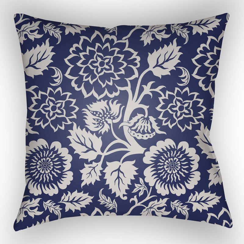 Moody Floral Floral Throw Pillow, Indigo, 22" H x 22" W x 1" D