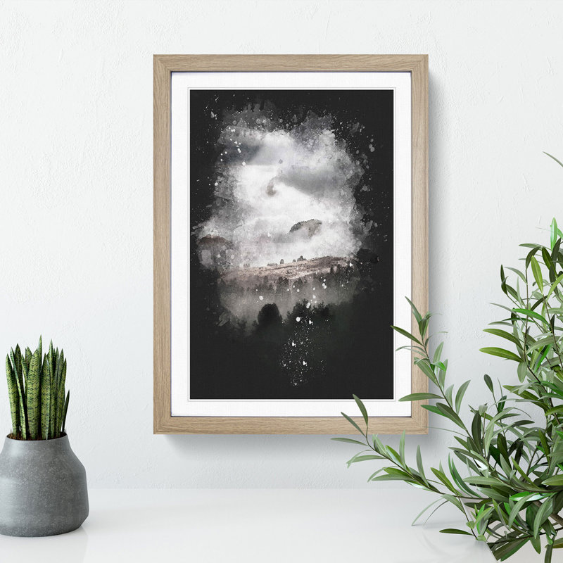 Mist Over Wurzjoch In Italy Paint Splash - Picture Frame Graphic Art, 63cm H x 45cm W x 2cm D, Oak Framed