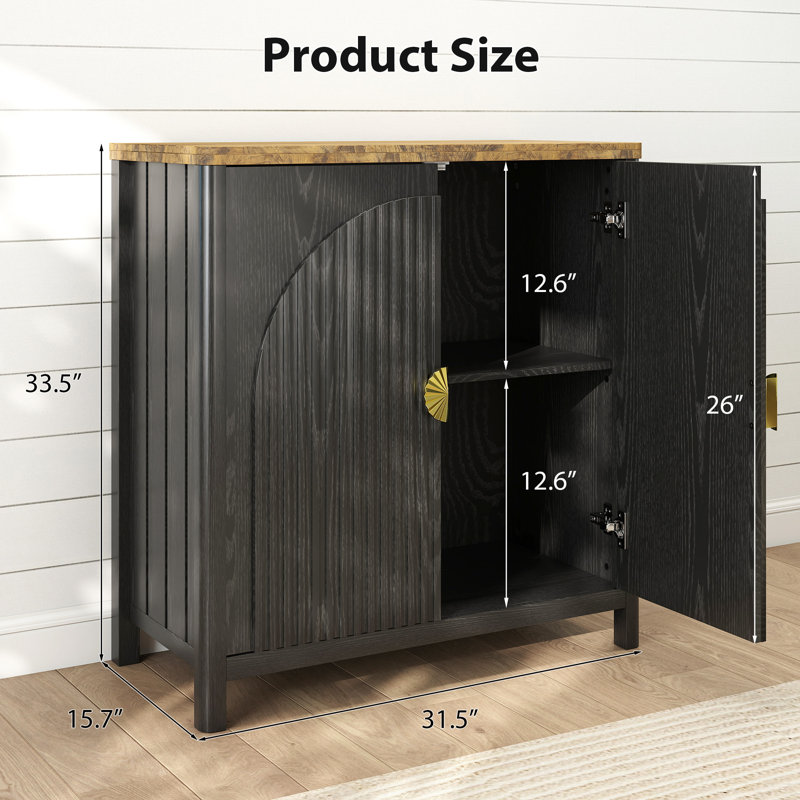 31.5" Accent Cabinet With Adjustable Shelves, Black