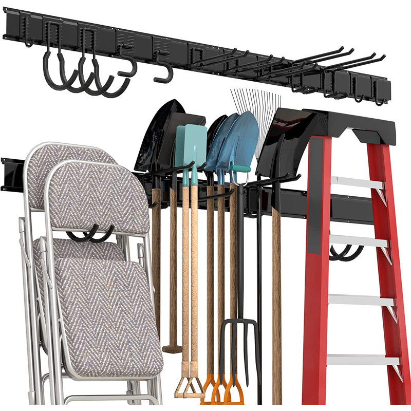 Jahnke Garage Tool Storage Rack, Heavy Duty Garage Storage Organizer Rack System Wall Mounted Tool, 5.90" H x 68" W x 10" D
