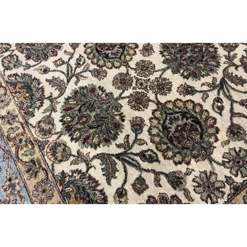 Tapis brun et bleu de haute qualité noué à la main