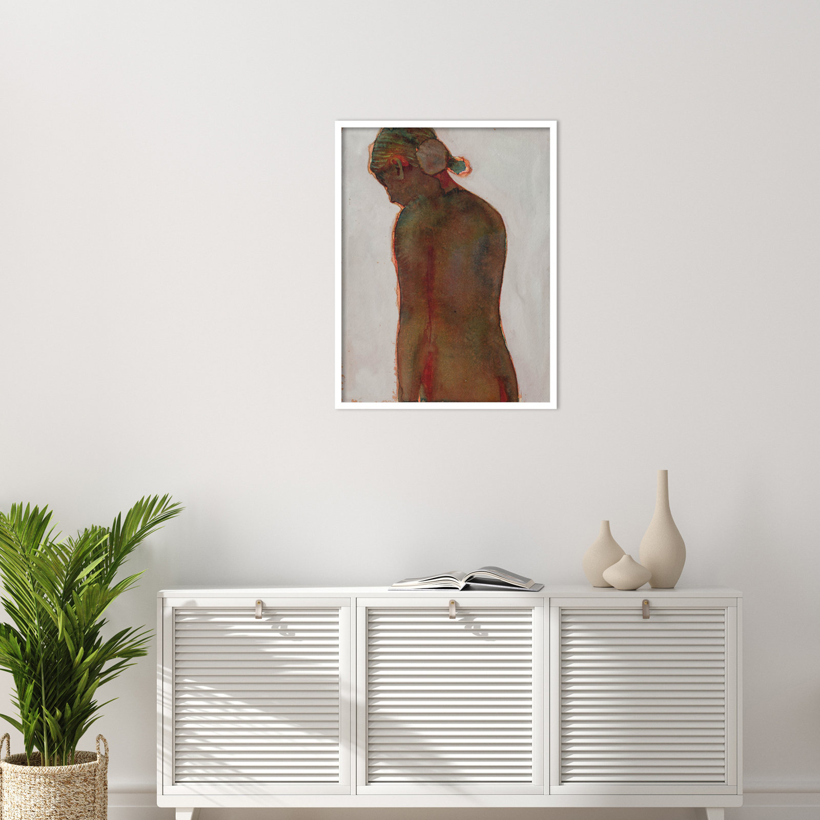 Figure Print by Dean Graham, White Framed, 33" H x 26" W