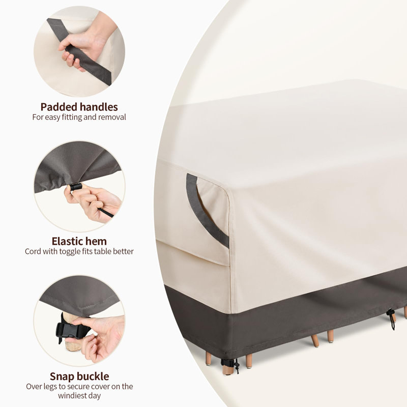 Beige and Gray Waterproof Rectangular Patio Furniture Cover