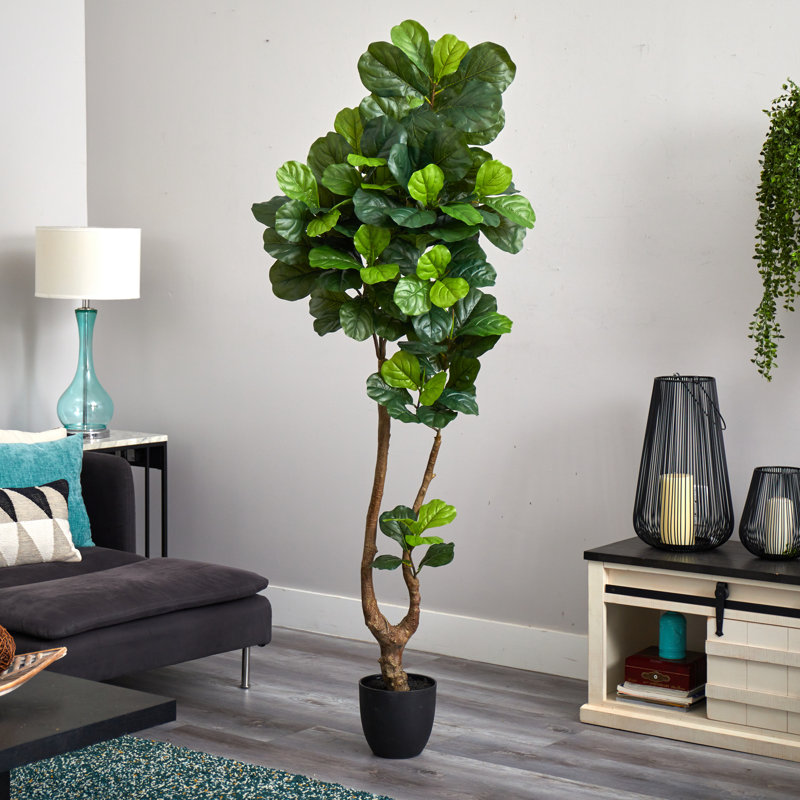 78'' Faux Fiddle Leaf Fig Tree in Stone Pot